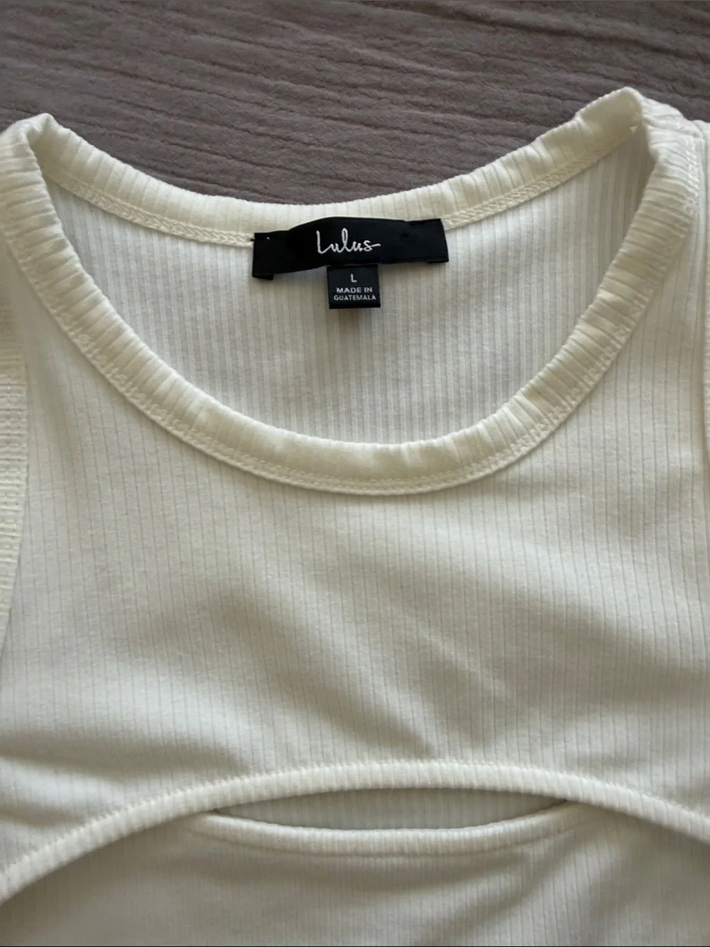 Lulu's Cream Ribbed Tank-Style Bodysuit for Kids